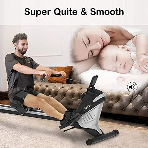 Image of ATIVAFIT Health & Fitness Magnetic Rowing Machine with LCD Display (Black)