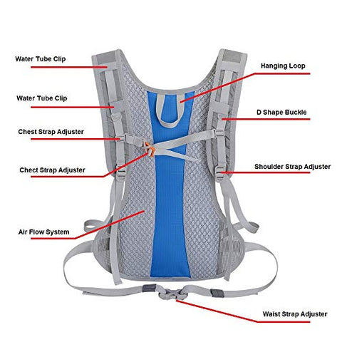 Image of KBNI Hydration Backpack with 2 Litre (68 Ounce) Water Bladder, Lightweight, Suitable for Outdoor Hiking Running Cycling Camping Climbing Sports Perfect for Men Women & Kids