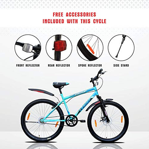 Image of Leader Men's Single Speed with Front Suspension and Front Disc Brake Without Gear Scout MTB 26T Mountain Bicycle (Sea Green & Black, Above 10 Years, 18", 26")