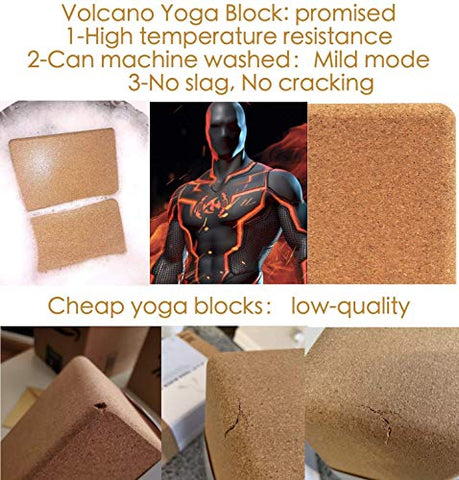 Image of Wearslim Women's and Men's Cork Premium High Density Non-Slip Exercise Yoga Bricks, Lightweight, Odour-Resistant and Moisture-Proof, Perfect Yoga Equipment (23.7 x 14 x 9 cm, Brown)