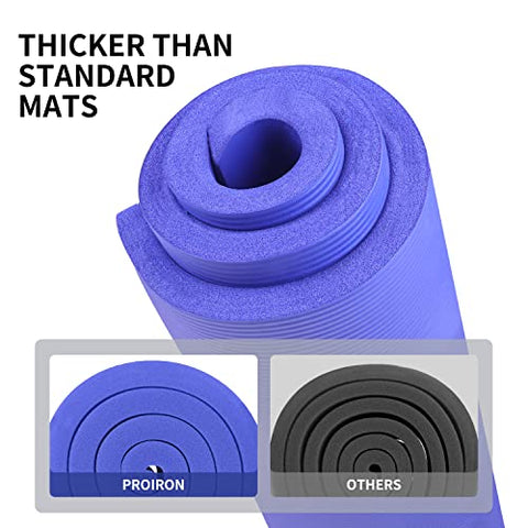 Image of PROIRON Exercise (BLUE)Yoga Mat 15mm Extra Thick, Pilates Mat Non-Slip Gym Fitness Mat for Workout with Carrying Strap -1800mm x 610mm x 15mm