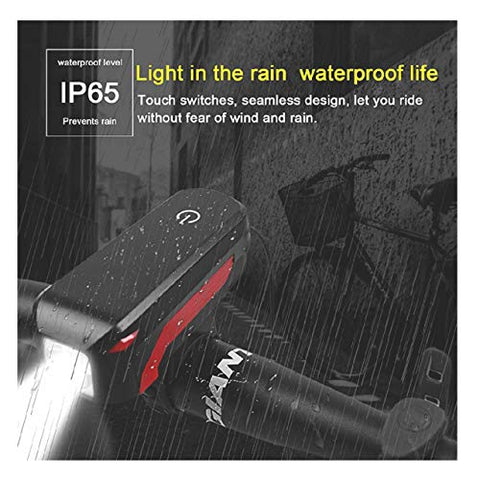 Image of FASTPED 350LM 3 Modes Standard USB Charging 2000mAh Battery Bike Light with 120db Horn Single Item (Multicolor)