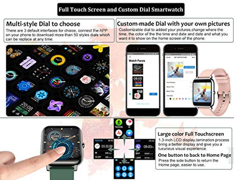 Image of feifuns Smart Watch,1.4" LCD Full Touch Screen Fitness Tracker with Heart Rate/Blood Pressure/Blood Oxygen Monitor,Pedometer,Sleep Tracker,Waterproof Activity Tracker for Men/Women/Gift (Pink+Band)