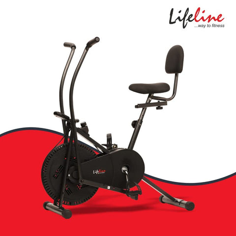 Image of Lifeline Fitness HG-002 Home Gym Machine with 72kg Weight Stack with LE-103BS Air Bike with Back Support for Complete Home Gym Setup,