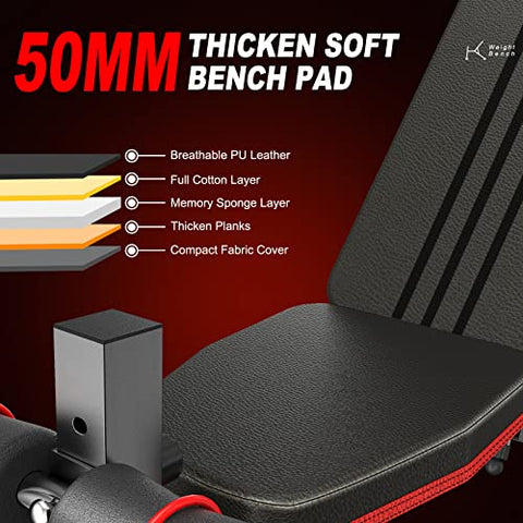 Image of naspaluro Weight Bench Adjustable, Full Body Exercise Folding Fitness Workout Bench with 7 Positions, Exercise Bench for Weight Lifting & Sit Up Abdominal Supine Board Flat Home Gym