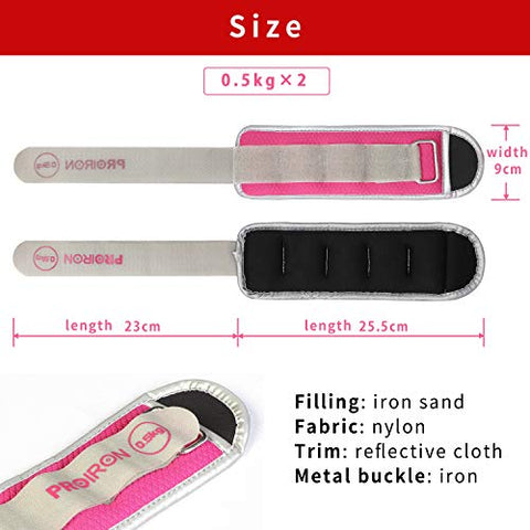 Image of PROIRON Ankle Weights Wrist Leg Weights for Women Men 0.5kg in Pair Reflective Ankle Weight Set for Fitness Exercise Jogging Aerobics