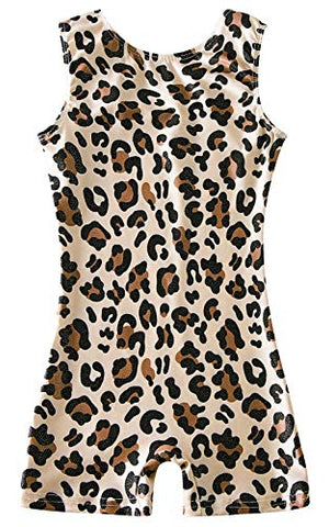 Image of uideazone Toddlers Girls Gymnastics Dance Leotards-One-piece Sparkle Bodysuit Athletic Swimwear Clothes Leopard