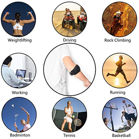 Image of Alpha Tennis Elbow Support with Pressure Point -for Elbow Pain due to Sports, Computer, Gym, Strain, Tear- Black Universal Size