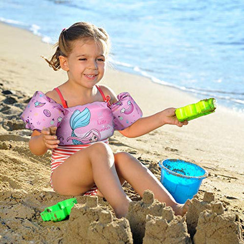 Image of Biange Toddler Swim Vest, Toddler Floatie for Kids 30-50 lbs, Baby Pool Float for Swimming Aid, Boys/Girls Learn to Swim (Pink Mermaid)