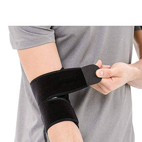 Image of serveuttam Leosportz Elbow, Reversible Neoprene Support Brace for Joint, Arthritis Pain Relief, Tendonitis, Sports Injury Recovery, ES10, Black, 1 Count