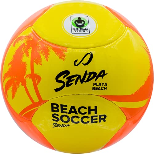 SENDA Playa Beach Soccer Ball, Fair Trade Certified, Orange/Yellow, Size 4  (Ages 8-12)