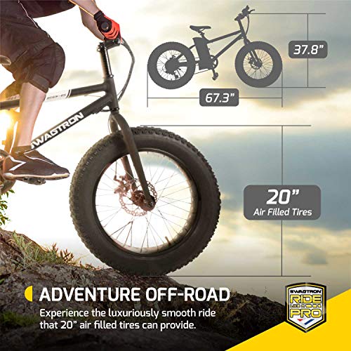 SWAGTRON Unisex EB-6 T Bandit Electric Bike 7-Speed Shimano SIS Shifting Built for Trail Riding 16" Frame