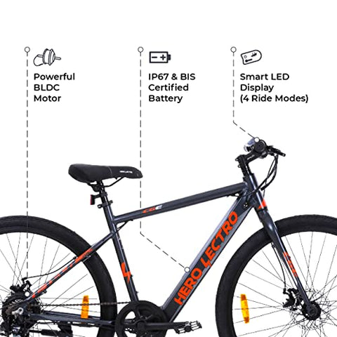 Image of Lectro Unisex-Adult Hero C6E 700C 7S Electric Cycle with 6061 Alloy Frame (Black)