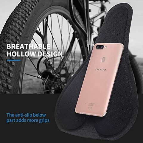 Image of AlexVyan Soft Bicycle Silicone Gel Saddle Cover ( 11*7.5 Inch) Cycling Cushion Pad City Cycle Seat Cover Gym Cycle Gel Cover -Fits Narrow/Slim Seats (Black and Blue)
