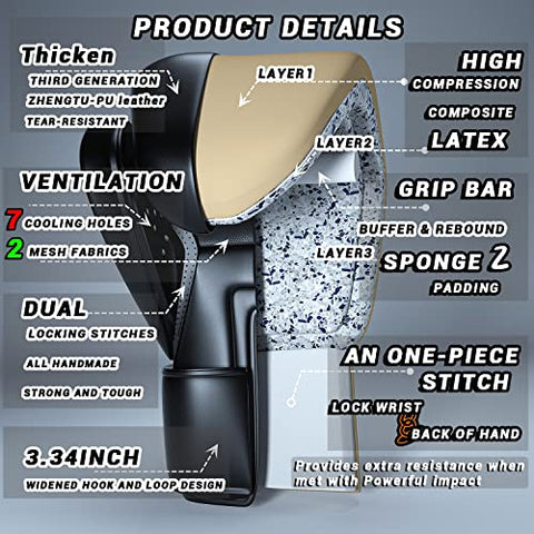 Image of ZTTY Boxing Gloves PU Leather Kickboxing Muay Thai Punching Bag Mitts MMA Pro Grade Sparring Training Fight Gloves for Men & Women