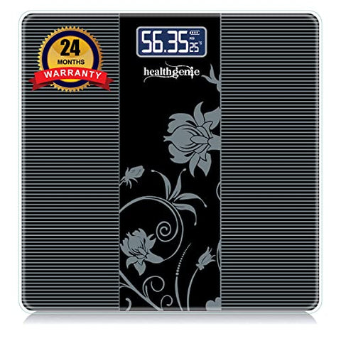 Image of Healthgenie Thick Tempered Glass Lcd Display Digital Weighing Machine , Weight Machine For Human Body Digital Weighing Scale, Weight Scale, with 2 Year Warranty & Batteries Included (HD-93)