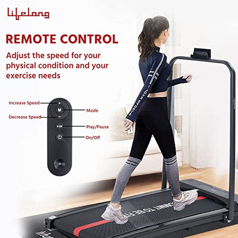 Image of Lifelong Treadmill LLTM162 Fit Pro 2 HP Peak DC Motorized|Under Desk Treadmill| Home Workout | Max Speed 8 Km/Hr | Walking Pad | Max User Weight 110 Kg | Free Installation Assistance | Black