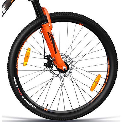 Image of NINETY ONE Leopard 27.5T 21 Speed 17 Inches Steel Frame Hybrid Bike For Unisex Adult ( Black & Orange , Ideal For: 12+ Years , Brake: Disc )
