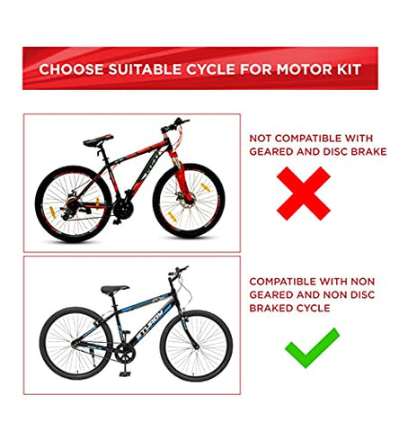 Image of Geekay Unisex Aluminium 24 Volt 250 PMDC 8 Magnet Pedal Assist Motor DIY Electric Mountain Bike Conversion (17", Tubular Wheels, Multicolor, No Battery & Charger in this kit).