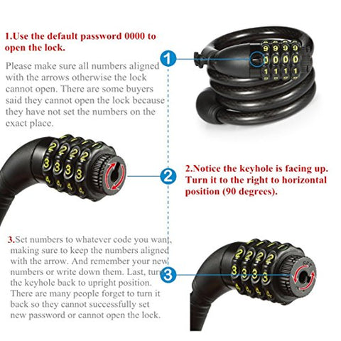 Image of Wintech Combination Lock With Mounting Cycle Holder (Black, Coated Finish)