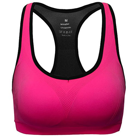 Image of MIRITY Women Racerback Sports Bras - High Impact Workout Gym Activewear Bra Color Hotpink Size 3XL