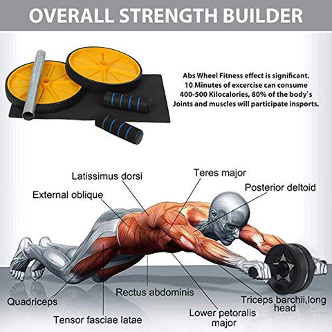 Image of LIVOX Plastic Tummy Trimmer with Double Toning Resistance Tube, Abe Roller- Men & Women Home Exercise Workout Kit (Multicolor) (Combo of 3)