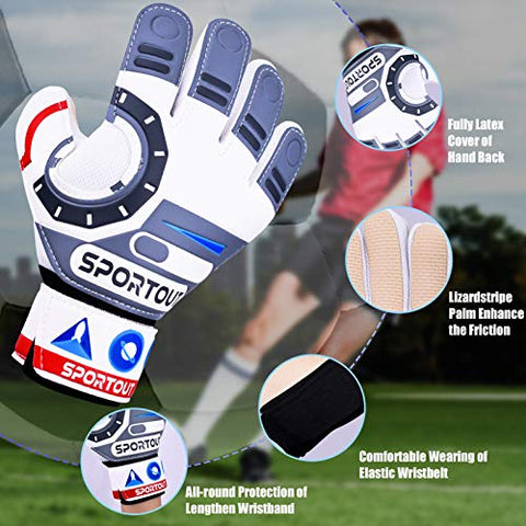 Image of Sportout Kids Goalkeeper Gloves, Soccer Gloves with Double Wrist Protection and Non-Slip Wear Resistant Latex Material to Give Protection to Prevent Injuries. (Astronaut-White, 7)