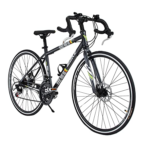Amardeep cycles Make Road Bike 700 C with 14 Speed (7 by 2) Shimano Gear, Dual disc Brake 18.00, steel Sports Gear Bicycle for Men (Black)