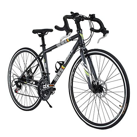 Image of Amardeep cycles Make Road Bike 700 C with 14 Speed (7 by 2) Shimano Gear, Dual disc Brake 18.00, steel Sports Gear Bicycle for Men (Black)