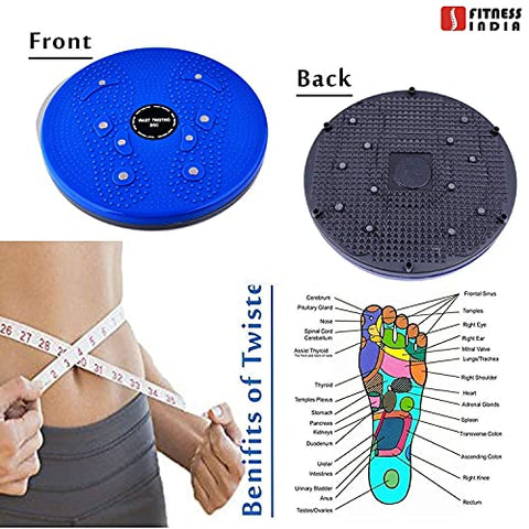 Image of Fitness India Toning Tube Plastic Push Up Bar Tummy Twister AB Roller Full Body Exerciser Home Gym Exercise Equipment (Multicolour) - Combo of 4