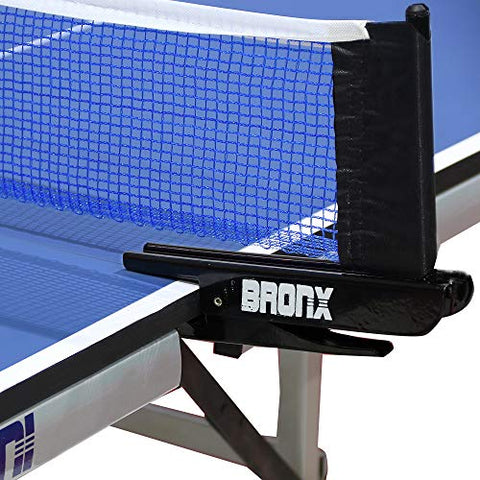 Image of Bronx Mini Table Tennis Table with 18 mm Both Side Laminated Blue top and 50 mm Wheel (2 TT bat, 3 Balls and 1 Cover)