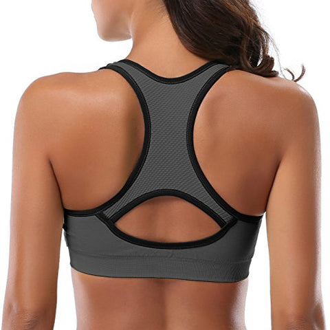 Image of MIRITY Women Racerback Sports Bras - High Impact Workout Gym Activewear Bra, Darkgrey, X-Large