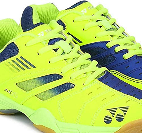 Image of Yonex Tru-Cushion V Non Marking Badminton Court Shoes, Lime/Navy - 8 UK