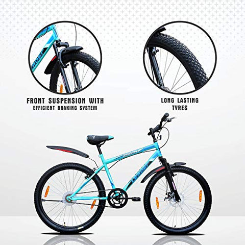 Image of Leader Men's Single Speed with Front Suspension and Front Disc Brake Without Gear Scout MTB 26T Mountain Bicycle (Sea Green & Black, Above 10 Years, 18", 26")