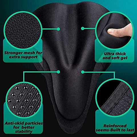 Image of fastped New Special Designing Canvas Heavy Bicycle Silicone Gel Saddle Seat & Cushion Pad Gel Cover (Black)