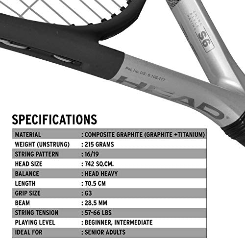 HEAD Ti S6 graphite-titanium Tennis Racquet (Grey)