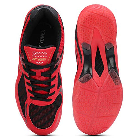 Image of Yonex Hydro Force 5 Badminton Shoes | Ideal for Badminton,Squash,Table Tennis,Volleyball | Non-marking sole | TRU Cushion | TRU Shape |RED BLACK GOLD |UK 8