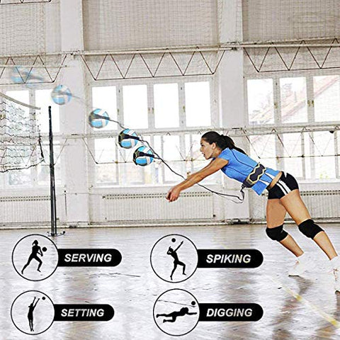 Image of Volleyball Training Equipment Aid, Solo Soccer Trainer, Solo Practice Trainer for Serving, Setting, Spiking and Arm Swing, Returns Ball After Every Swing for Beginners & Pro