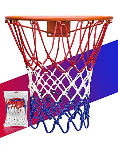 Image of U/A Basketball Net Replacement Heavy Duty, 2020 Official Professional Quality, Fits Outdoor Indoor Standard Rim, All Weather Anti Whip -12 Loops (Red White Blue)
