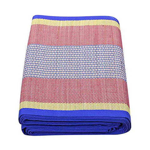Image of MONTISA® Chatai Mat, Madur Mat, Madurkathi Mat/Korai Mat/Rivergrass Mat/Seagrass Mat Portable Eco-Friendly 4 Fold Handmade Organic Mat 6ft X 6.8ft, (T3-45)
