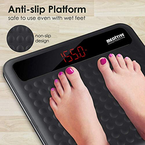 Image of MEDITIVE Digital Human Weight Scale, Anti-Slip Fiber Body Weighing Machine 180 Kg (Black)