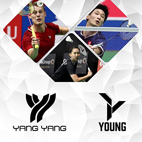 YOUNG (Malaysia) Fury 7 Graphite Lightweight Professional Badminton Racket, Head Light, One Piece High Modulus Graphite , Strung, (Black/Yellow), Includes Full Cover