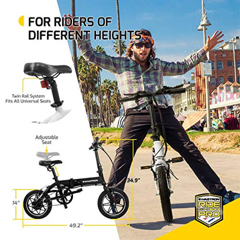 Image of SWAGTRON Aluminum Folding Electric Bike for Kids (Black, 14 Inches Wheels With Frame Size)