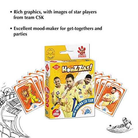 Image of KAADOO Howzzat!-CSK Cricket Team Card Game and collectibe for 6+ Year Olds - Proudly Made in India (2-4 Players)