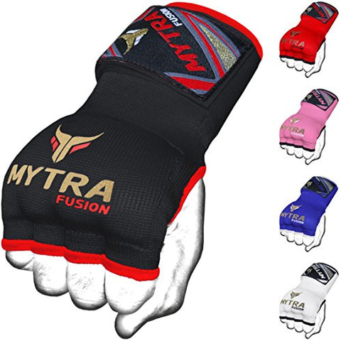 Image of Mytra Fusion Kids Hybrid Boxing Inner Gloves Punching Boxing MMA Muay Thai Gym Workout Gel Inner Gloves (Black, Junior)