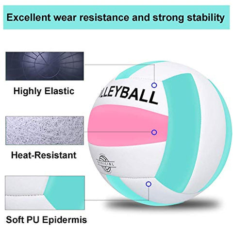 Image of EVZOM Super Soft Volleyball Beach Volleyball Official Size 5 for Outdoor/Indoor/Pool/Gym/Training Premium Volleyball Equipment Durability Stability Sports Ball
