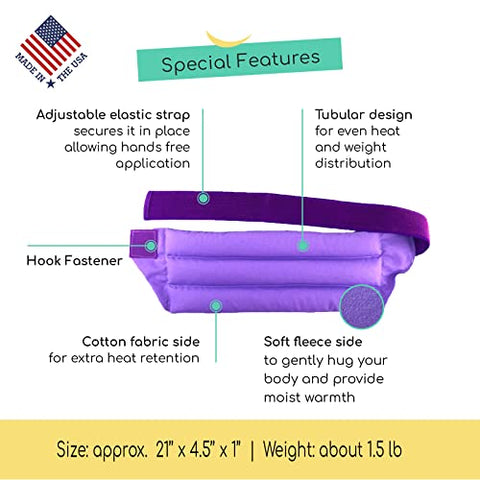 Image of My Heating Pad for Cramps and Lower Back with Full Body Strap | Perfect Microwave for Sore Muscles, Stress Relief, and Relaxation | American Made Hot Packs for Pain (Purple)