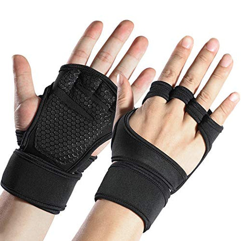 Image of Sportneer Gym Gloves with Wrist Support Grip and Breathable Glove Design Used for Weight Lifting, Pull Up, Crossfit, Cycling, Driving, Fitness, Gym Training(L)