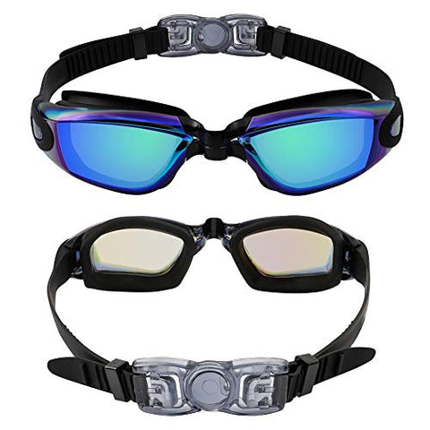Image of aegend Swim Goggles, Swimming Goggles No Leaking Anti Fog UV Protection Triathlon Swim Goggles with Free Protection Case for Adult Men Women Youth Kids Child, Green Blue
