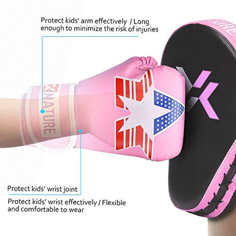 Image of Xnature 4oz 6oz 8oz PU Kids Boxing Gloves w/Gift Box Children Cartoon MMA Kickboxing Sparring Youth Boxing Gloves Training Gloves Age 5-12 Years Pink